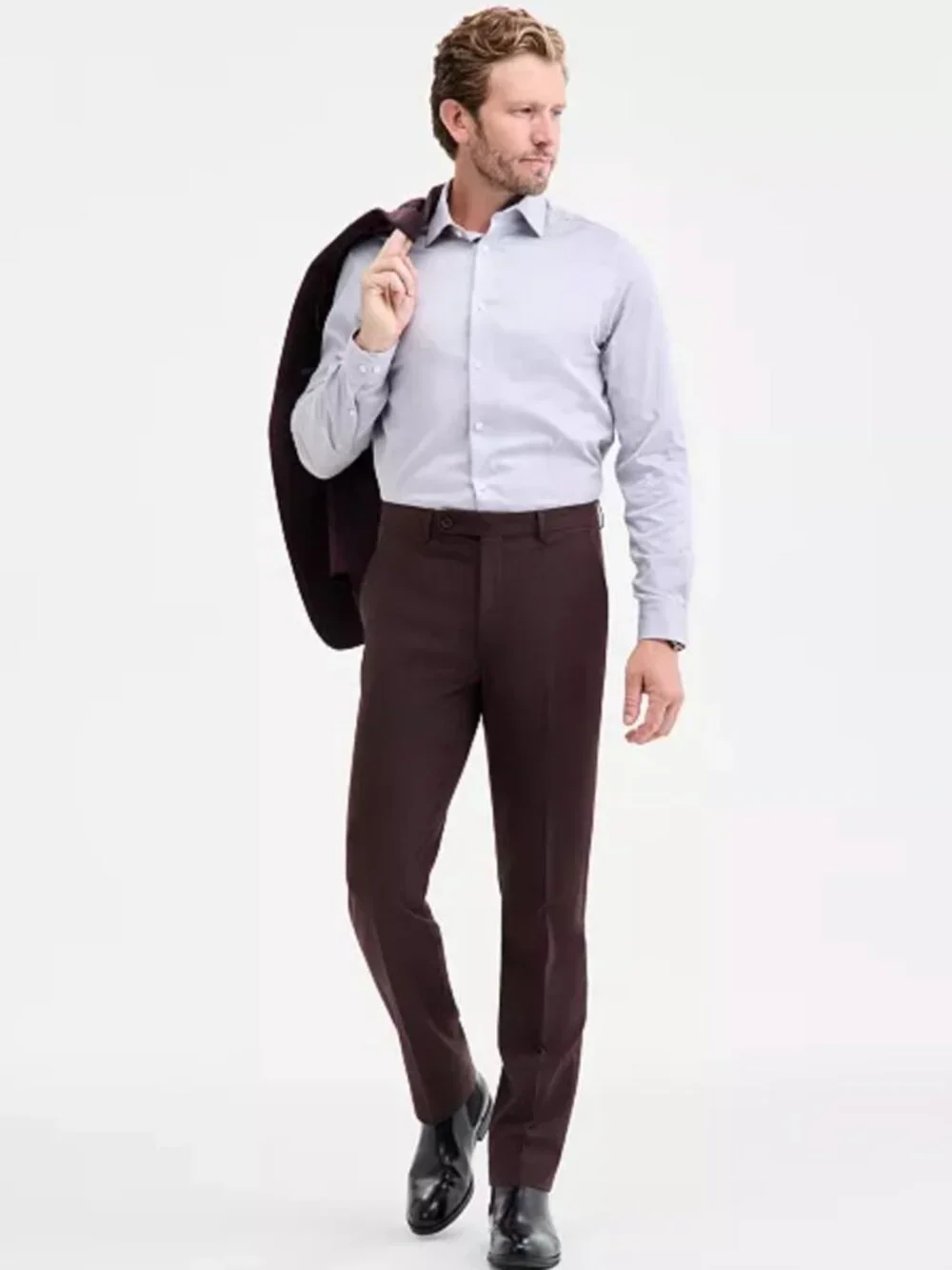Calvin Klein Men's Slim Fit Solid Dress Pants Brown Work Slacks 30W x 30L